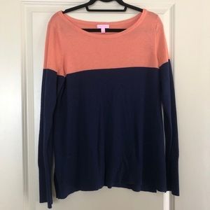 Lilly Pulitzer Coral and Navy Sweater